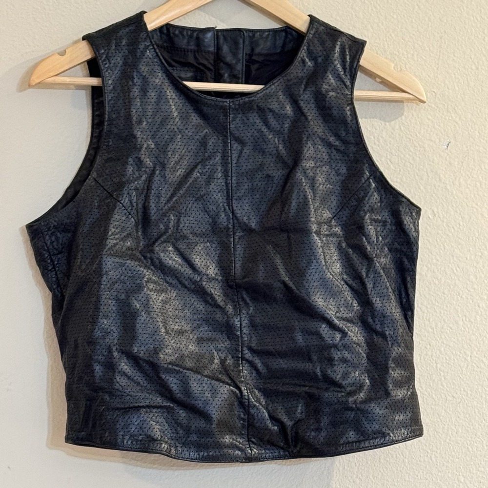 Harley-Davidson Perforated Leather Motorcycle Biker Vest Black Women's M